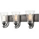Natalie 3 Light 24 inch Matte Black Bathroom Vanity Light Wall Light